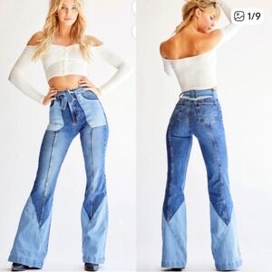 Revice Boogie Bells Jeans in Ocean Wash Bell Bottom Flare Size 24 NWT